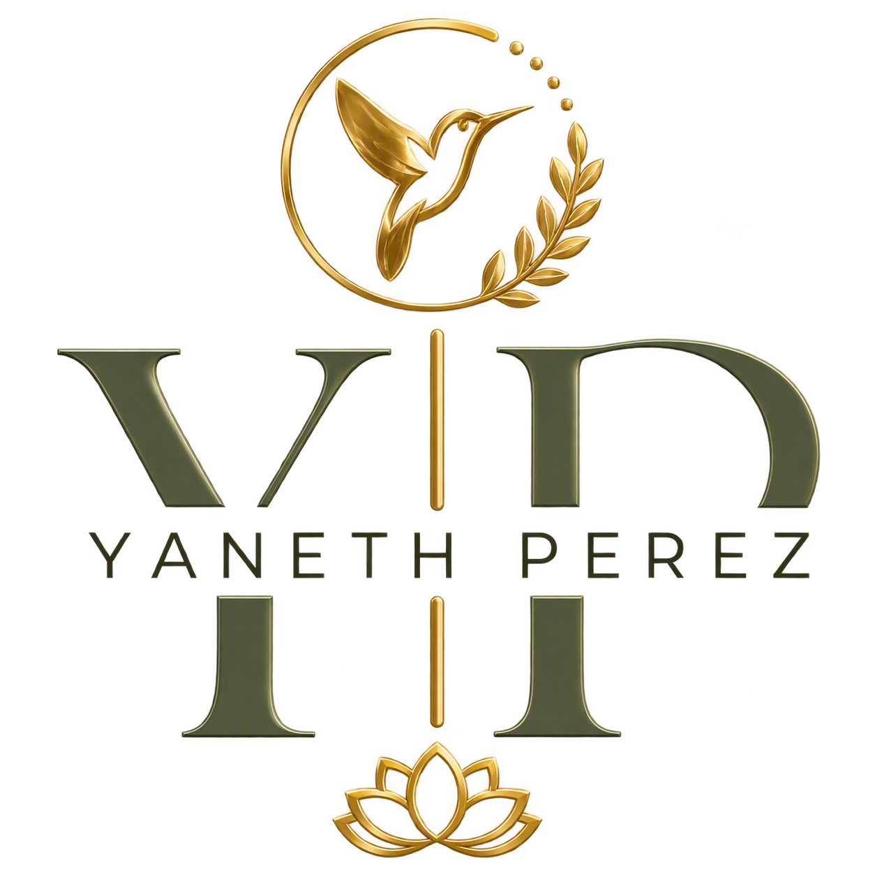 Logo Yaneth Perez avec colibri et lotus